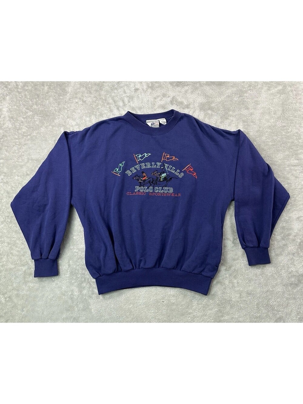 VTG Beverly Hills Polo Club Purple Crewneck Sweatshirt Large Embroidered Preppy